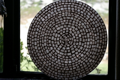 +MBA #3-036  "Antique White Stained Glass Candle Plate