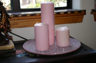 +MBA #3-036  "Antique White Stained Glass Candle Plate