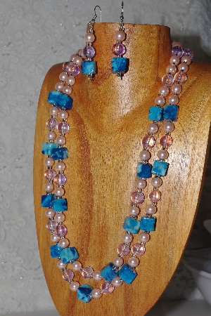 +MBAHB #033-0060  "Crazy Lace Agate & Mixed Bead Necklace & Earring Set"