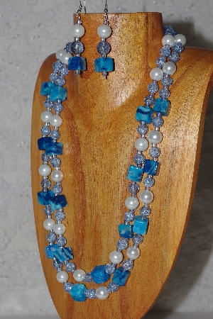 +MBAHB #033-0055  "Crazy Lace Agate & Mixed Bead Necklace & Earring Set"