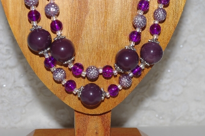 +MBAHB #033-0034  "Purple Porcelain & Mixed Bead Necklace & Earring Set"