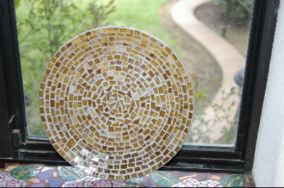 +MBA #3-047  "Antique Look Stained Glass Candle PLate