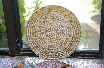 +MBA #3-047  "Antique Look Stained Glass Candle PLate