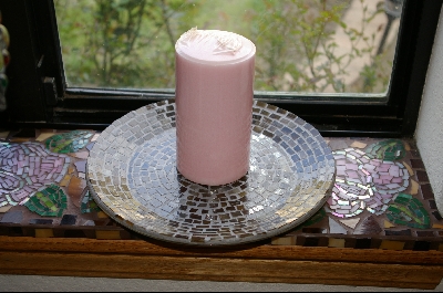 +MBA #3-047  "Antique Look Stained Glass Candle PLate