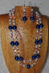 +MBAHB #033-0001  "Blue Shell Pearl & Mixed Bead Necklace & Earring Set"