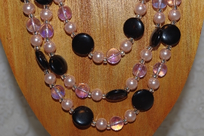 +MBAHB #033-0174  "Black Glass & Mixed Bead Necklace & Earring Set"