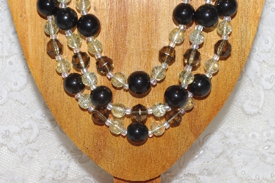 +MBAHB #033-0129  "Black Porcelain & Mixed Bead Necklace & Earring Set"