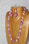 +MBAHB #033-274  "Pink Porcelain & Mixed Bead Necklace & Earring Set"