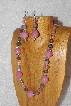 +MBAHB #033-270  "Pink Porcelain & Mixed Bead Necklace & Earring Set"
