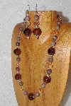 +MBAHB #033-259  "Brown Porcelain & Mixed Bead Necklace & Earring Set"