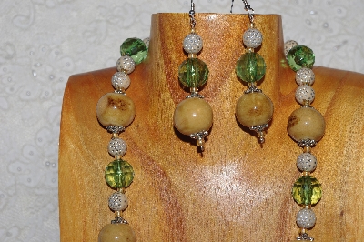 +MBAHB #033-204  "Honey Porcelain & Mixed Bead Necklace & Earring Set"
