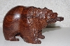 +MBANG #524-0218  "Fancy Hand Carved Rose Wood Bear W/Fish"