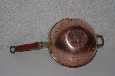 +MBA #524-0006 "Vintage Copper Colander With Wood Handle"