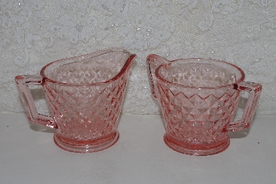 +MBA #524-0067  "Imperial Pink Diamond Quilt Vintage Cream & Sugar Set"