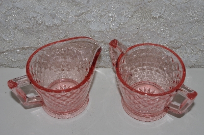 +MBA #524-0067  "Imperial Pink Diamond Quilt Vintage Cream & Sugar Set"