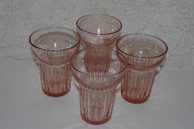 +MBA #524-0048  "Vintage Set Of 4 Queen Mary Pink Glass's"