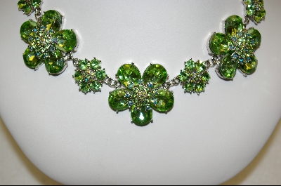 +MBA #SS-PNE  "Suzanne Somers Peridot Crystal Flower Necklace With Matching Earrings