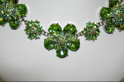 +MBA #SS-PNE  "Suzanne Somers Peridot Crystal Flower Necklace With Matching Earrings