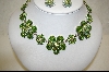 +MBA #SS-PNE  "Suzanne Somers Peridot Crystal Flower Necklace With Matching Earrings