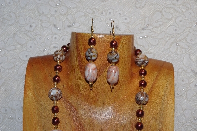 +MBAHB #312-0001  "Redline Marble & Mixed Bead Necklace"