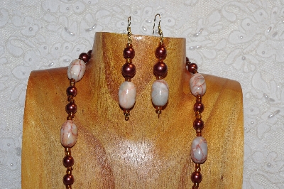 +MBAHB #312-0005 "Redline Marble & Mixed Bead Necklace"
