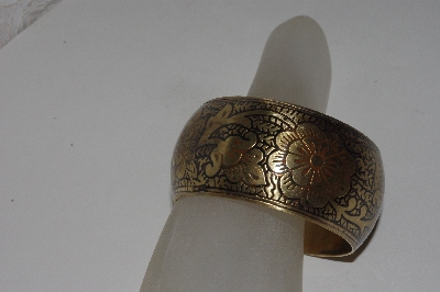 +MBAMG #S99-0073  "Solid Brass Etched Bangle Bracelet"