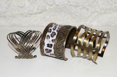 +MBAHB #2800-0109 "Set Of 3 Brass Plated Cuff Bracelets"
