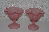 +MBAMG #108-0031  "Set Of 2 Satin Pink Glass Stemed Dishes"