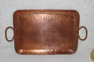 +MBAMG #108-0152  "Vintage Hammered Solid Copper Rectangle Serving Tray"
