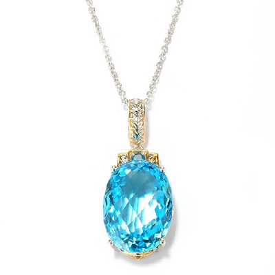 +MBA #134280  "30.06 CTW Oval Swiss Blue Topaz Pendant With 18" Chain