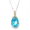 +MBA #134280  "30.06 CTW Oval Swiss Blue Topaz Pendant With 18" Chain
