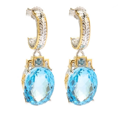 +MBA #134281  "24.08 CTW Swiss & London Blue Topaz Earrings"
