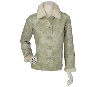 +MBACF #A74681B- Denim & Co Fully Lined Printed Faux Suede Jacket With/Faux Fur Trim"