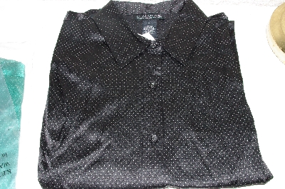 +MBACF #598-0080  "Dialouge Stretch Silk Satin Polka Dot Blouse