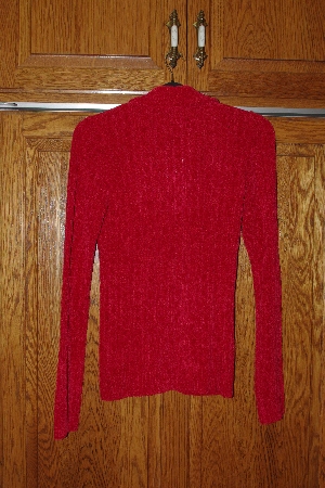+MBACF #598-0035 "Boston Proper Red Zip Front Chanille Cardigan"