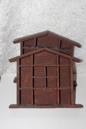 +MBACF #00010-0037   "Set Of 2 Wooden Stained Mini Figurine Cabinets"