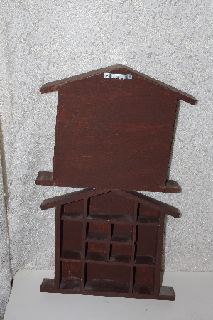 +MBACF #00010-0037   "Set Of 2 Wooden Stained Mini Figurine Cabinets"