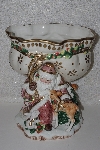 +MBACF #00010-0014  "1990's Fitz & Floyd Snowy Woods Footed Ceramic Christmas  Compote"