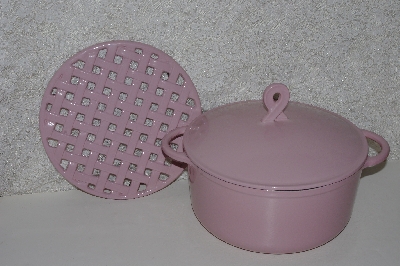 +MBAAF #0013- 0129  "2006 Pink Technique  Porcelain Cast Iron Dutch Oven"
