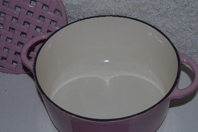 +MBAAF #0013- 0129  "2006 Pink Technique  Porcelain Cast Iron Dutch Oven"