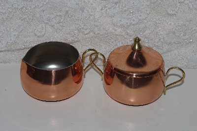 +MBAAF #0013-0011  "Older Copper Cream & Sugar Set"