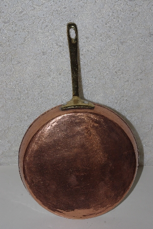+MBAAF #0013-0025  "Older 8"  Medium Copper Fry Pan With Brass Handle"