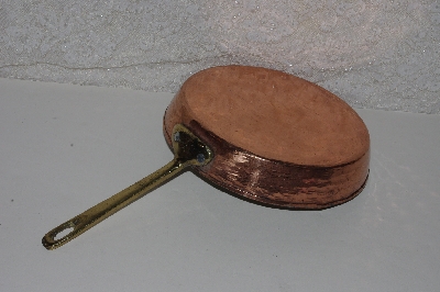+MBAAF #0013-0025  "Older 8"  Medium Copper Fry Pan With Brass Handle"