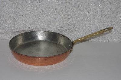 +MBAAF #0013-0025  "Older 8"  Medium Copper Fry Pan With Brass Handle"