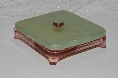 +MBAAF #0013-0086  "Vintage Pink Glass Manicure Dish With Lid"