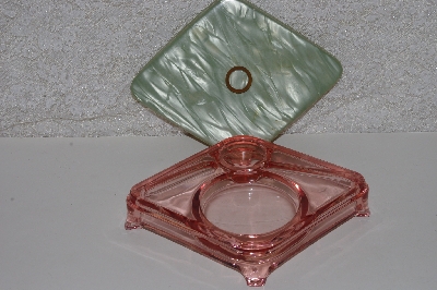 +MBAAF #0013-0086  "Vintage Pink Glass Manicure Dish With Lid"