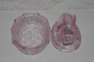 +MBAAF #0013-0152  "Light Pink Glass Bunny  Candy Dish"