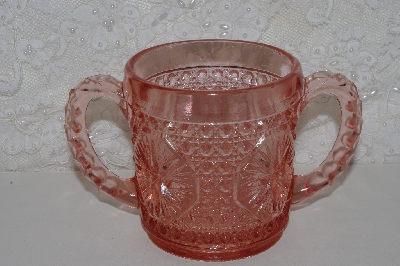 +MBAAF #0013-0074  "Vintage Fancy Cut Pink Glass Sugar Bowl"