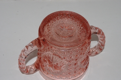 +MBAAF #0013-0074  "Vintage Fancy Cut Pink Glass Sugar Bowl"