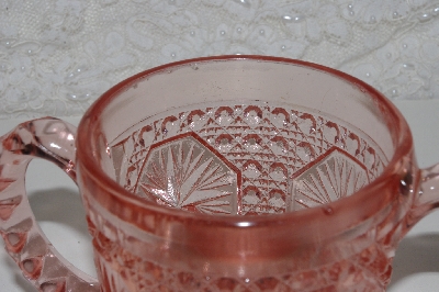 +MBAAF #0013-0074  "Vintage Fancy Cut Pink Glass Sugar Bowl"